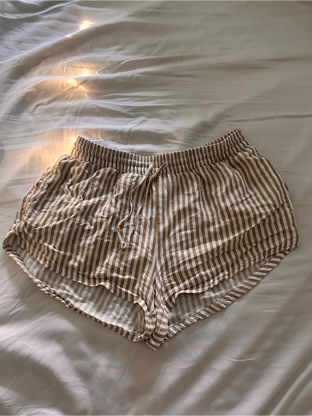 Billabong Beige and White Striped Drawstring Shorts - Picture 2 of 4